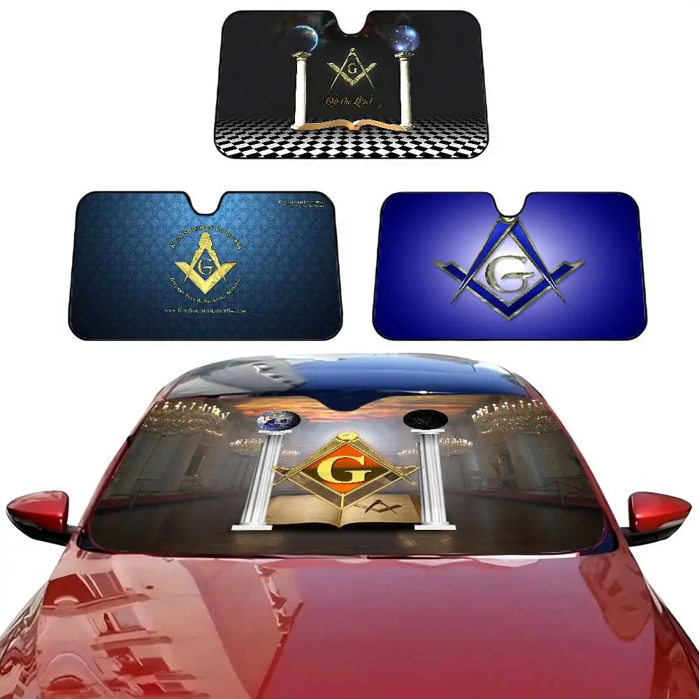 Masonic Lodge Freemasonry Logo Car Windshield Sunshade Cover Foldable Automotive Sun Shade Visor Window Uv Reflector Cars