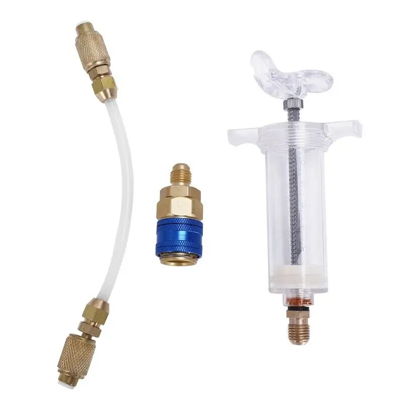 Oil/Dye Sampler Injector 30Ml 1 Oz 1/4 Inch SAE R134a Adapter  Accessory Parts  Replacement  With Low Side Quick Hit