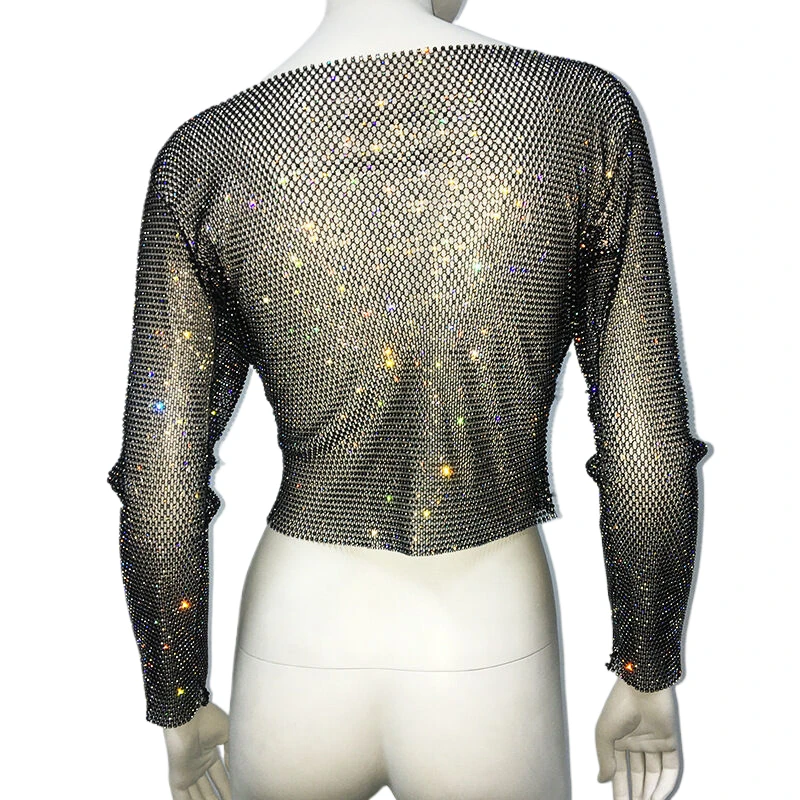 2025, Sommer-Damen-T-Shirt, Temperament, glänzende Strasssteine, 1906 Singapur, O-Ausschnitt, helles Sternenlicht-Bottom-Shirt für Damen – Detail 8