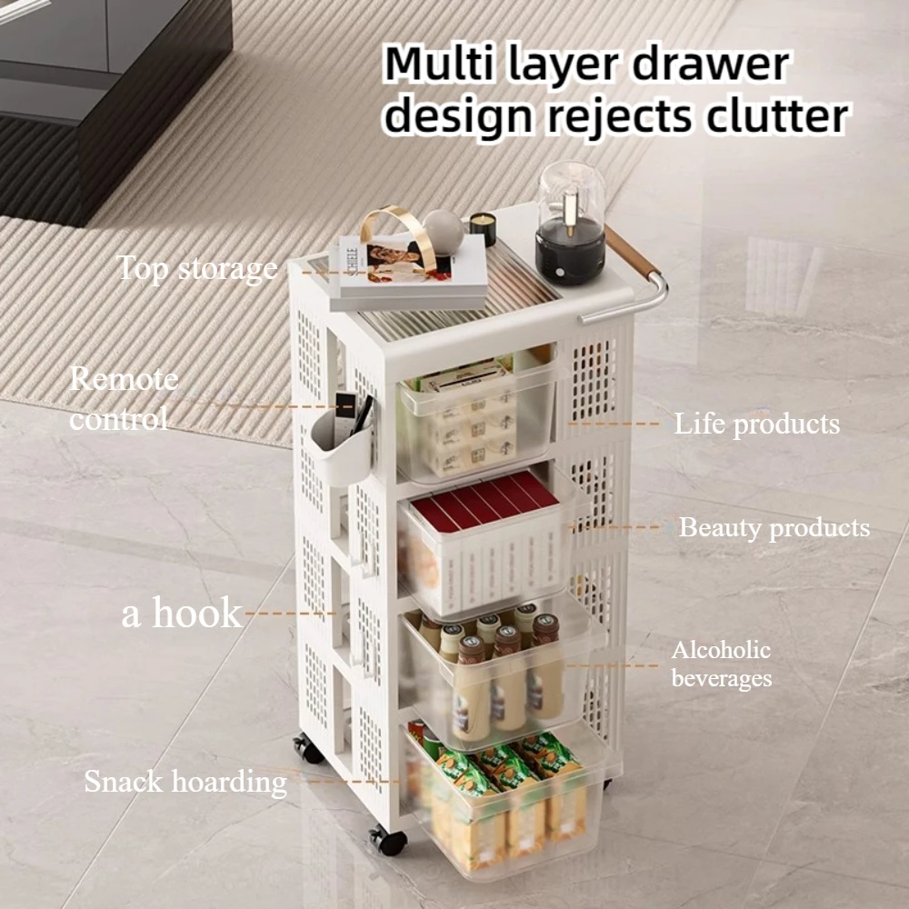 

Transparent Drawer Type Trolley Kitchen Shelf Movable Snack Bathroom Cabinet Miscellaneous Drawer Mobile Kitchen Storage Cart