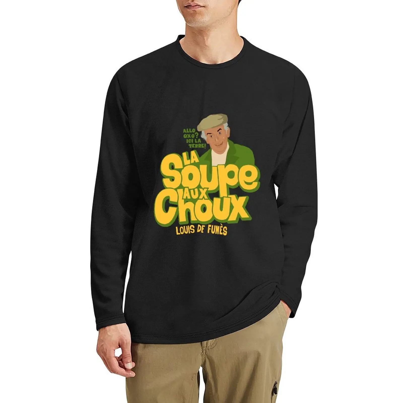 La Soupe aux Choux: Louis de Funes تي شيرت طويل ملابس kawaii تي شيرت عتيق للأولاد تي شيرت أبيض قمصان رجالي للتمرين