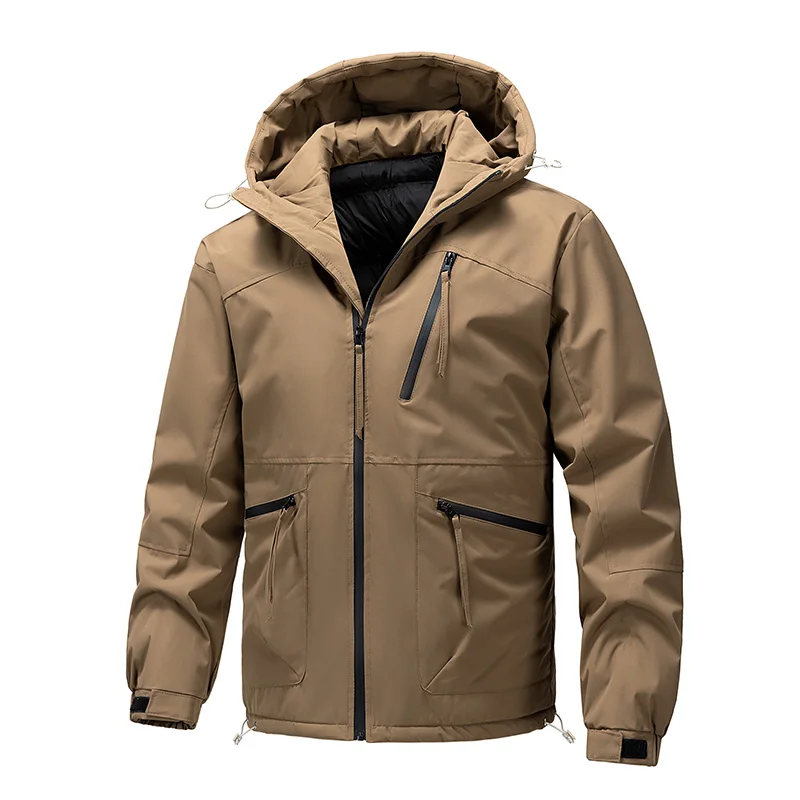 

Hooded Jackets New Men Autumn Winter Windproof Jackets Casual Thicken Overcoat Male Solid Muliti-pocket Coats Fashion Brand Coat
