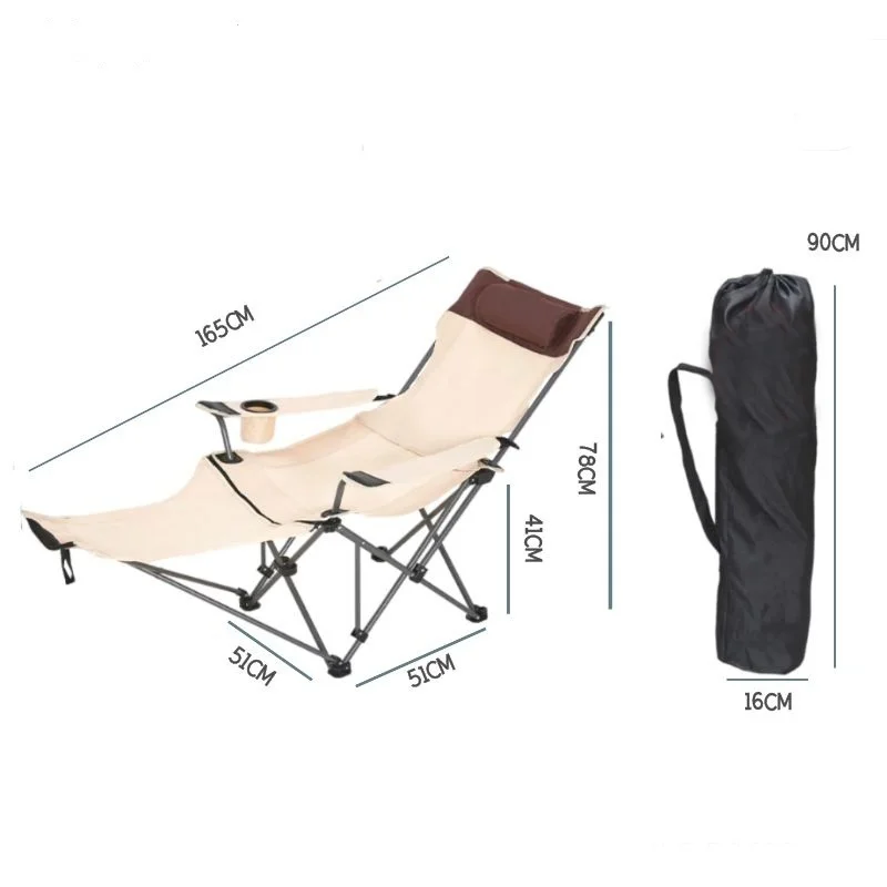 Portable Folding Deck Chair Adjustable Camping Chair With Cup Holder And Footrest Outdoor Furniture Chair Beach Chair Single Bed