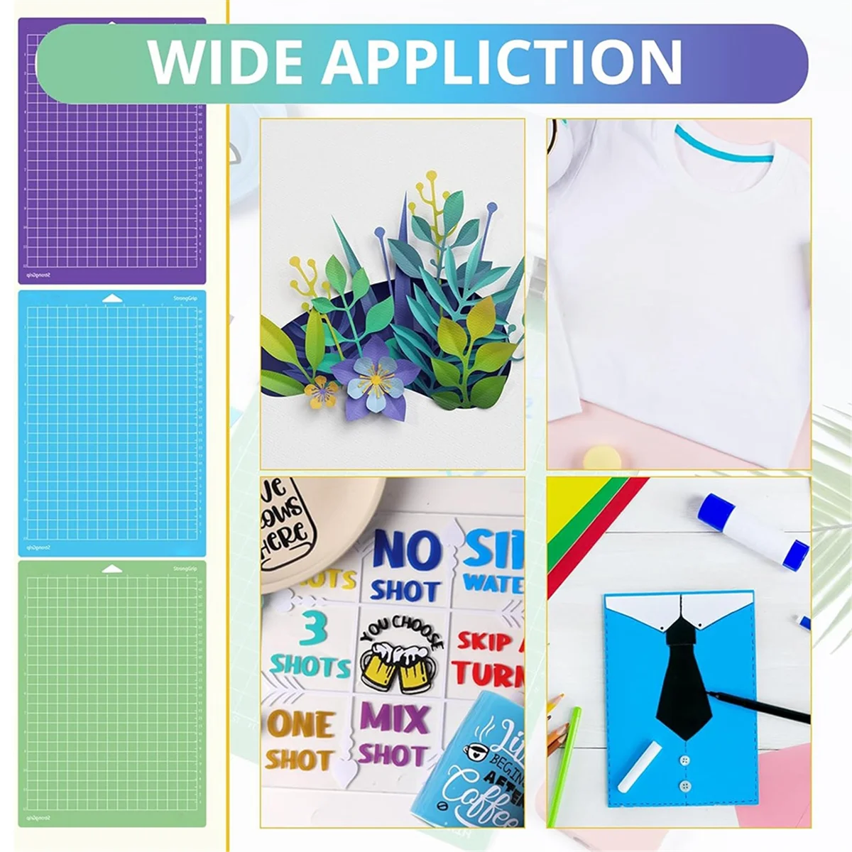 L33A_Cutting Mats for Joy Xtra، 3 قطع من سجادات القطع مقاس 8.5 × 12 بوصة لاصقة قابلة لإعادة الاستخدام #5