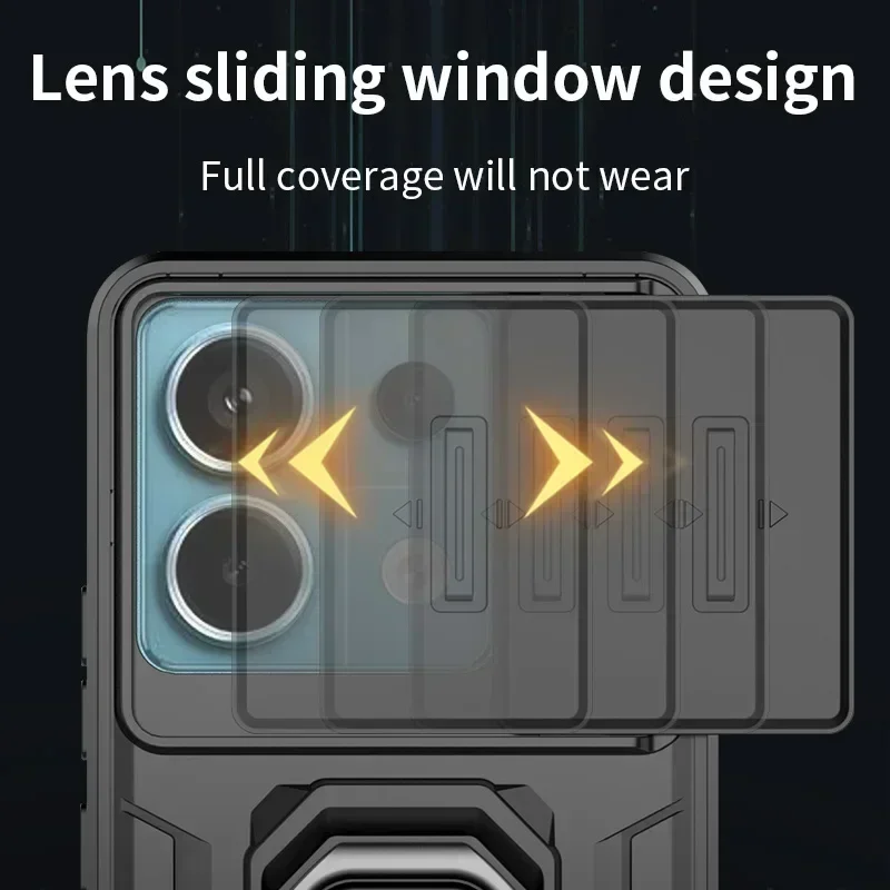 2025 جديد Cxd لشاومي ريدمي نوت 15 14 14S 13 13R 12 12S توربو برو زائد الشريحة دفع نافذة الكمبيوتر حلقة معدنية حامل غطاء شل