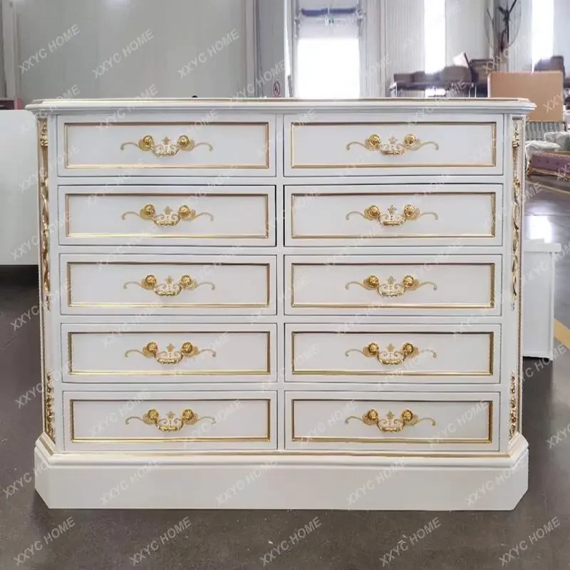 L Jewelry Counter  Luxury Solid Wood Engraved Gold Foil Cloakroom Jewelry Display Jewelry Cabinet