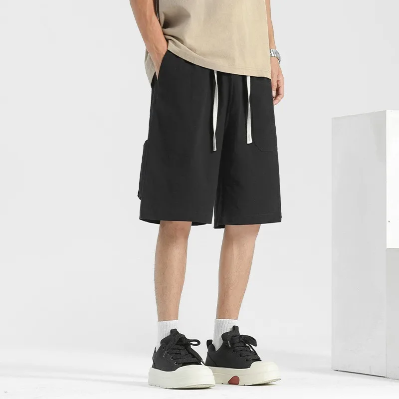 Linen Shorts Men's Summer Sports Outerwear Capri Pants Thin Cotton and Linen Straight-leg Casual Mid-length Pants Pure Cotton