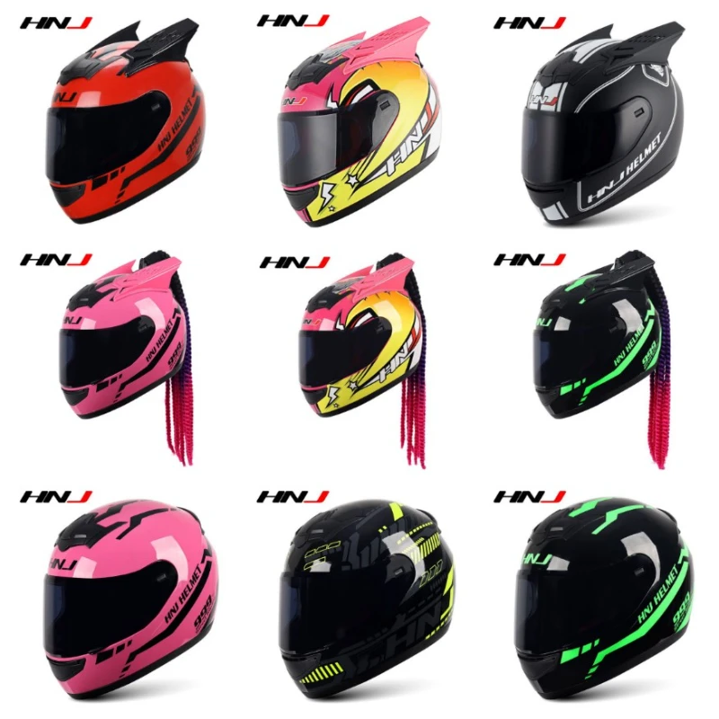 

HNJ Motorcycle Motorcycle Full Helmet Winter Warm Personalized Safety Four Seasons Universal 3C Certification