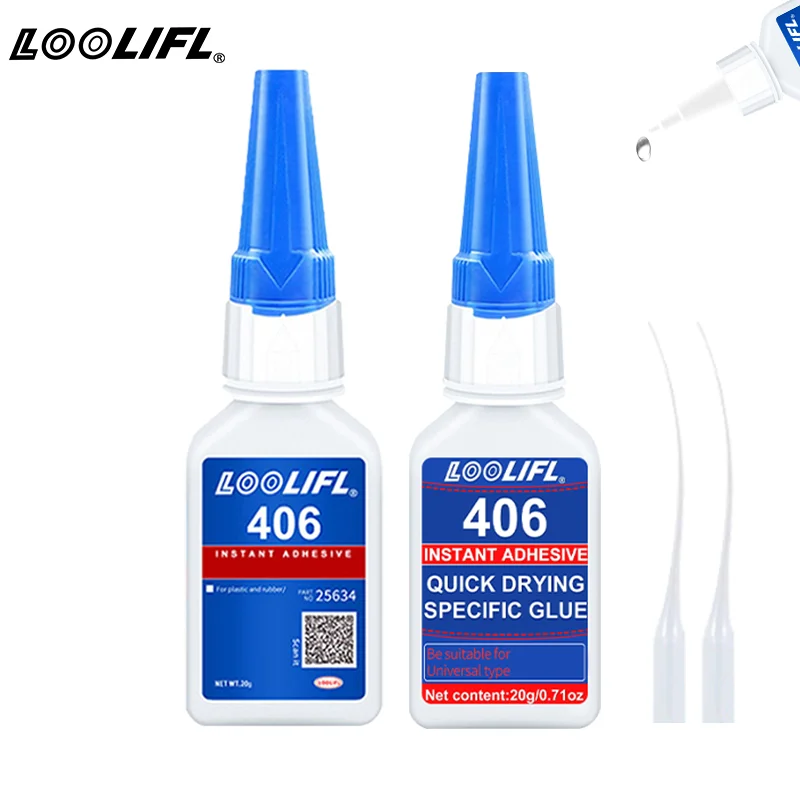Brand-new upgraded 406 super cyanoacrylate glue, instant drying in 5 seconds, waterproof, stable and versatile bonding tool.