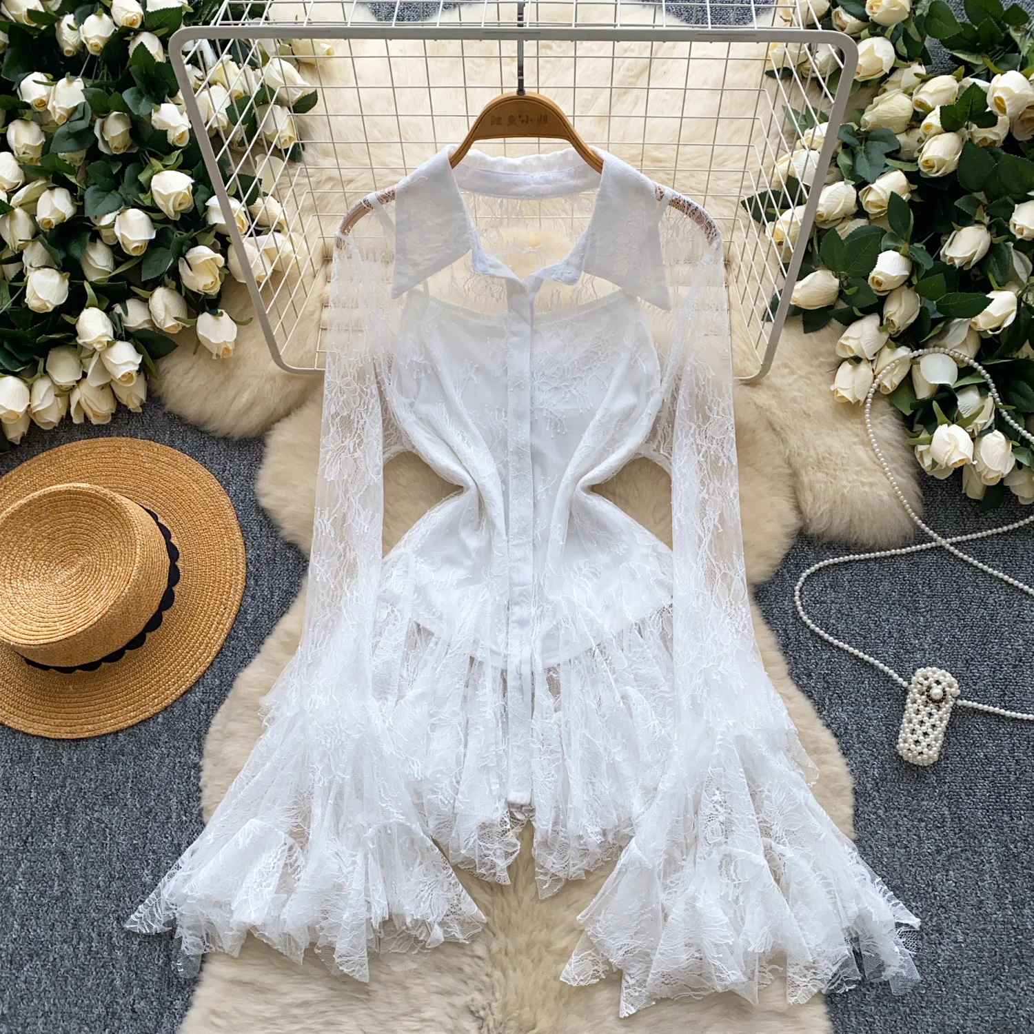 

Женские прозрачные тонкие асимметричные кружевные топы с расклешенными рукавами, комплекты из 2 предметов, женские роскошные вечерние элегантные костюмы для пожилых ужин, банкетов