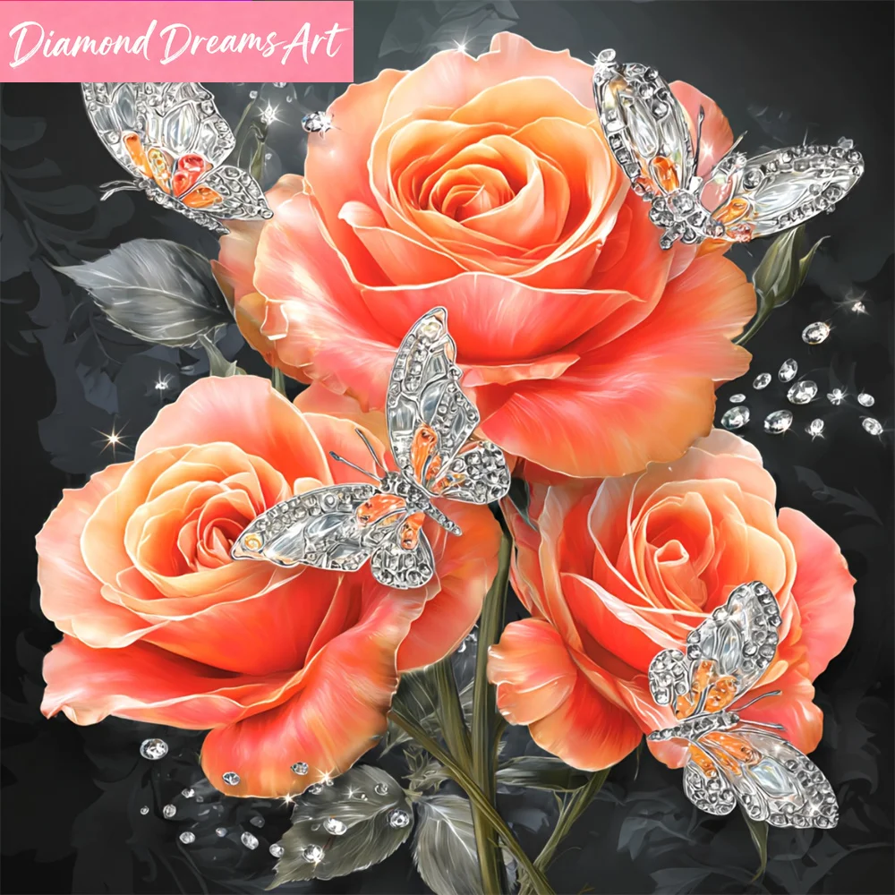 

Rose Flower Diamond Painting New 2026 Diamond Mosaic Butterfly Pattern for Adults Beginners DIY Embroidery Child Hobby,frameles
