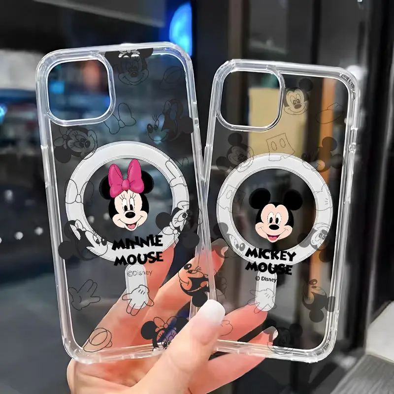 Disneys Mickeys Minnies Sweethearts Cute Cartoon Phone Case For iPhone 16 15 14 13 12 11Pro Max Plus MINI Y2K Hyaline Back Cover