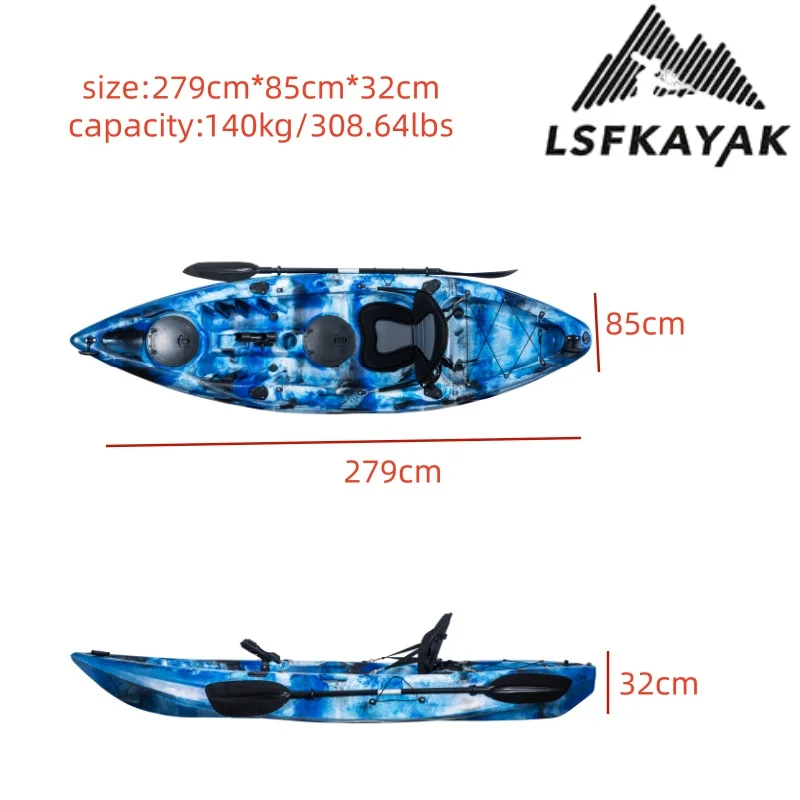 Hot Sell Popular 10ft One Person Kayak  and Sea Fishing Kayak in Lake and River to Fishing or Intertainment