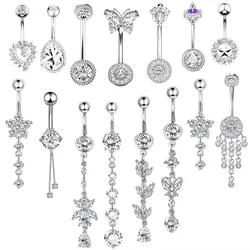 1PC New CZ Belly Button Rings Long Dangled Bar Belly Piercing Ring Shinny Crystal Piercing Belly Charming Oreja Body Jewelry