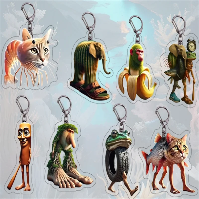 شان هاي جينغ الاكريليك مدينة غريبة الوحش مضحك مجردة المفاتيح قلادة