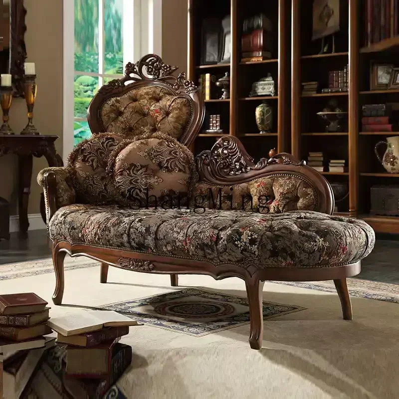 

SM exquisite senior household solid wood recliner living room balcony fabric leisure sofa couch