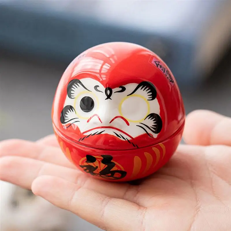 2 sztuk ceramiczne lalka Daruma Daruma statua ozdoby na biurko Holiday Home Decor jajko Tumbler, kot na szczęście, japoński wystrój