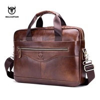 BULLCAPTAIN Briefcase Shoulder Messenger Bags Men's Genuine Leather 14 inch Laptop Bag's Men's Briefcase Office Business Handbag