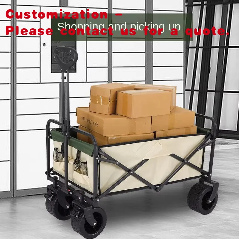 

custom.Stainless Steel Four-Wheel Lifting Camping Trolley Camp Trailer Outdoor Foldable Oversized Picnic Stall Trolley
