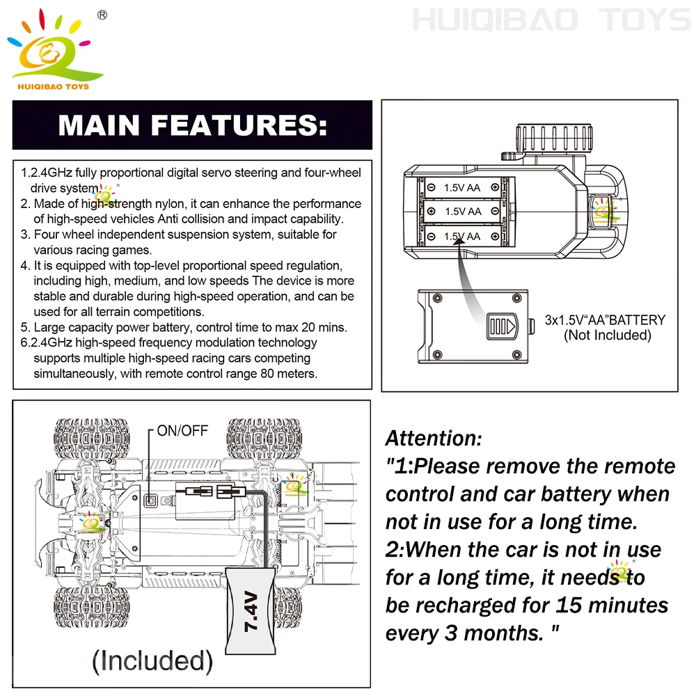HUIQIBAO 1:14 مقياس كبير RC سيارة هواية 2.4 جرام التحكم عن بعد شاحنة بيك اب تسلق نموذج مركبة 4wd عالية السرعة على الطرق الوعرة الصبي هدية #5