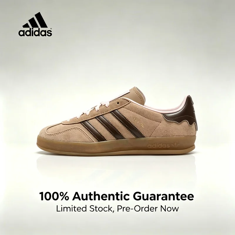Adidas Originals GAZELLE INDOOR Trendige Sportliche Dünnsolige Niedrige Schuhe, Sneaker, Unisex, Braun JR8028