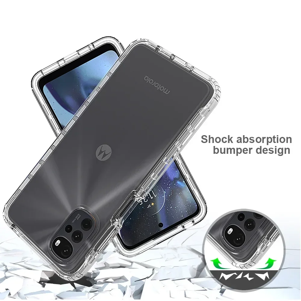 Clear Color Case for Motorola Moto G22 E32 4G Funda Capa Transparent TPU/PC Phone Back Cover Hybrid Shockproof Protect Shell