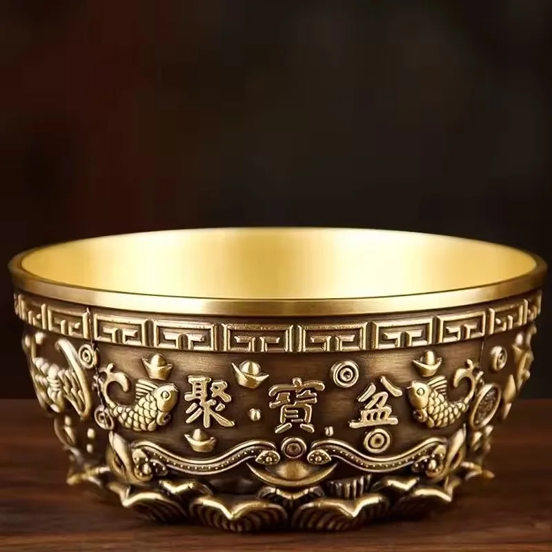 Copper Treasure Bowl Ornaments Incense Burner Home Gathering Wealth Fortune Store Entrance Gift