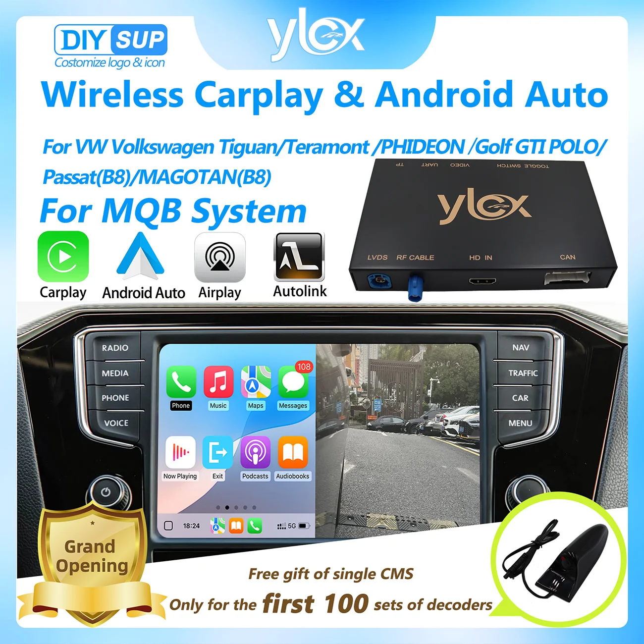 Carplay اللاسلكي Android Auto Airplay AutoLink لشركة فولكس فاجن فولكس فاجن تيجوان تيرامونت فيديون جولف GTI بولو باسات B8 MAGOTAN (B8) #1