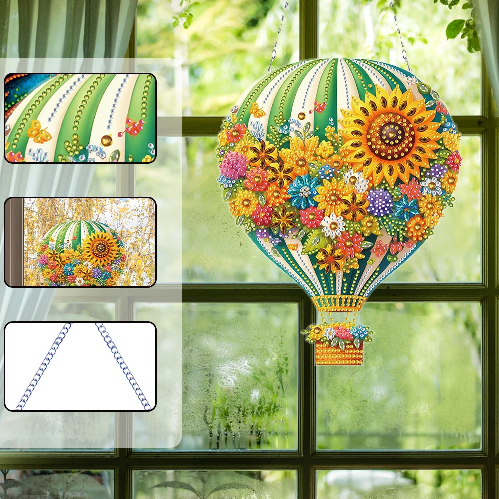

Diamond Painting Hanging Pendant Acrylic Special Shape Hello Spring Rhinestone Diamond Art Pendants for Garden Window Decor