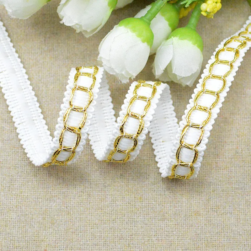 5m/16.4ft each pack Clothing Accessories lace trim Black Gold Curve Sewing Fabric Curtain HandMade DIY crafts webbing decoration