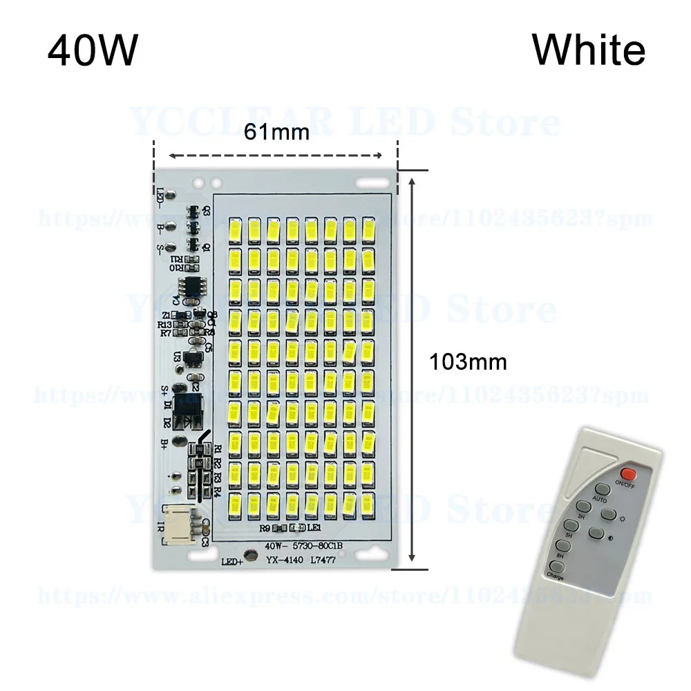 Imagem -03 - Painel de Luz Led 25w 40 60 100 200 Branco Smd 5730 Painel de Fonte de Luz Solar para Jardim ao ar Livre Luz de Inundação de Controle Remoto