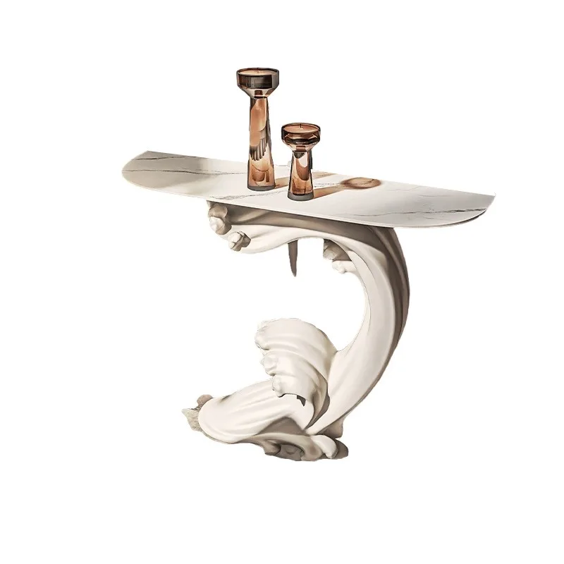 

Italian porch cabinet light luxury ins cream French storage door semi-round table