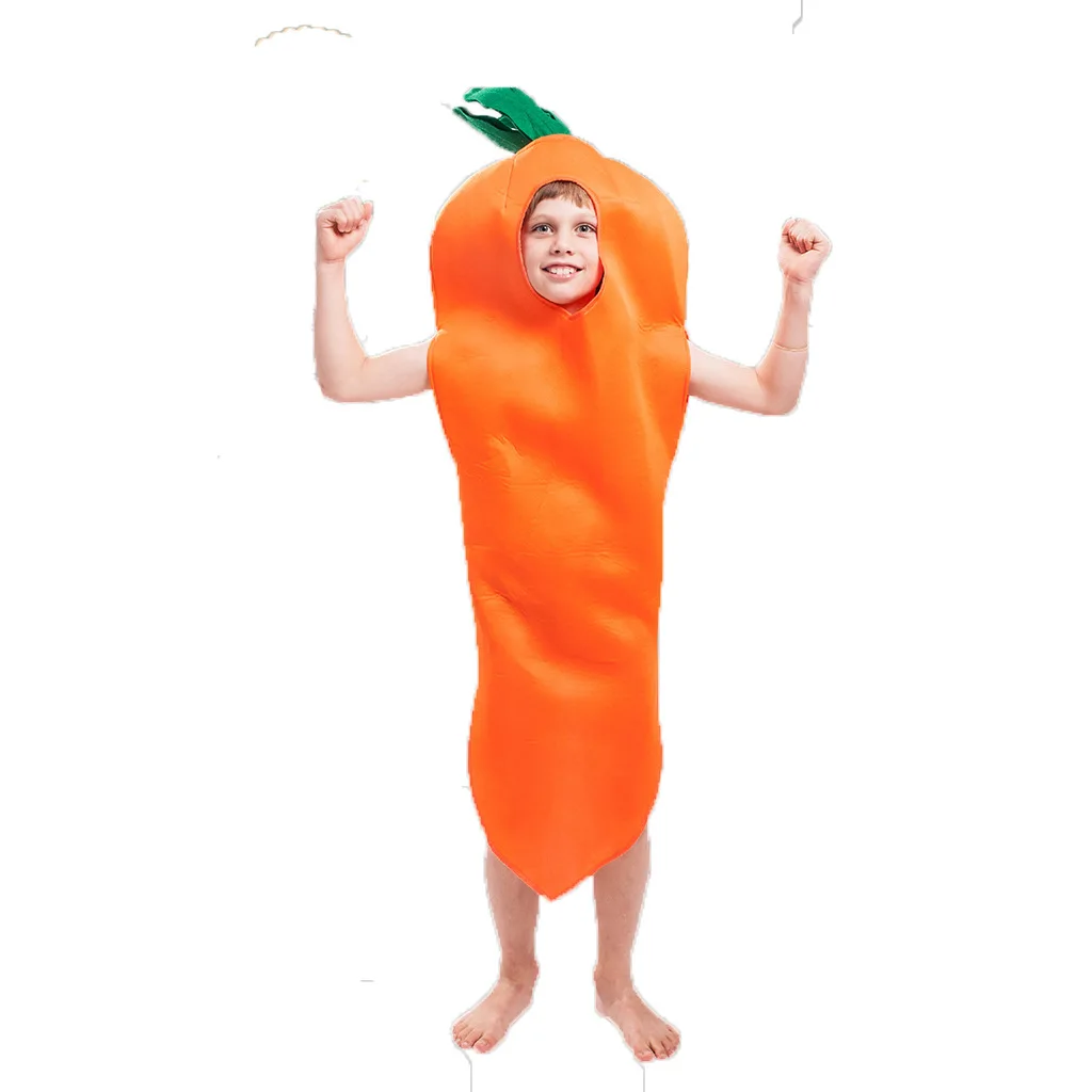 Umorden Unisex Vegetable Carrot Costume Tunic Sponge Suit Child Kids Boys Girls Funny Purim Halloween Party Fancy Dress Cosplay