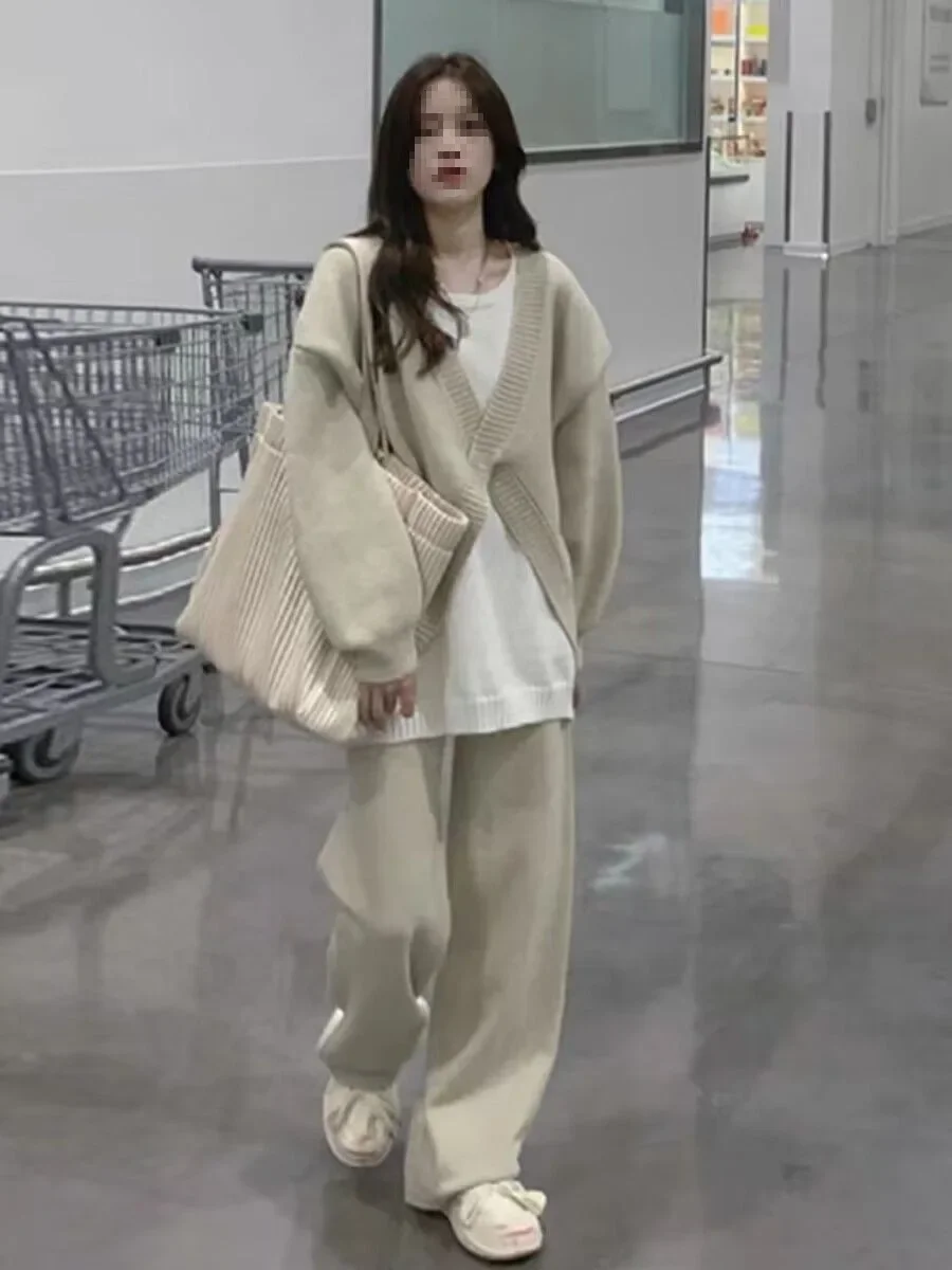 أوائل الخريف الكورية نمط محبوك عادية قطعتين مجموعة جديد وصول نظام الملح ناضجة المرأة إحساس الموضة الراقية #2