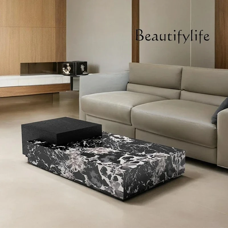 

Tavolino in marmo naturale Combinazione di tavolini in pietra di lusso minimalista italiano leggero e minimalista per soggiorno