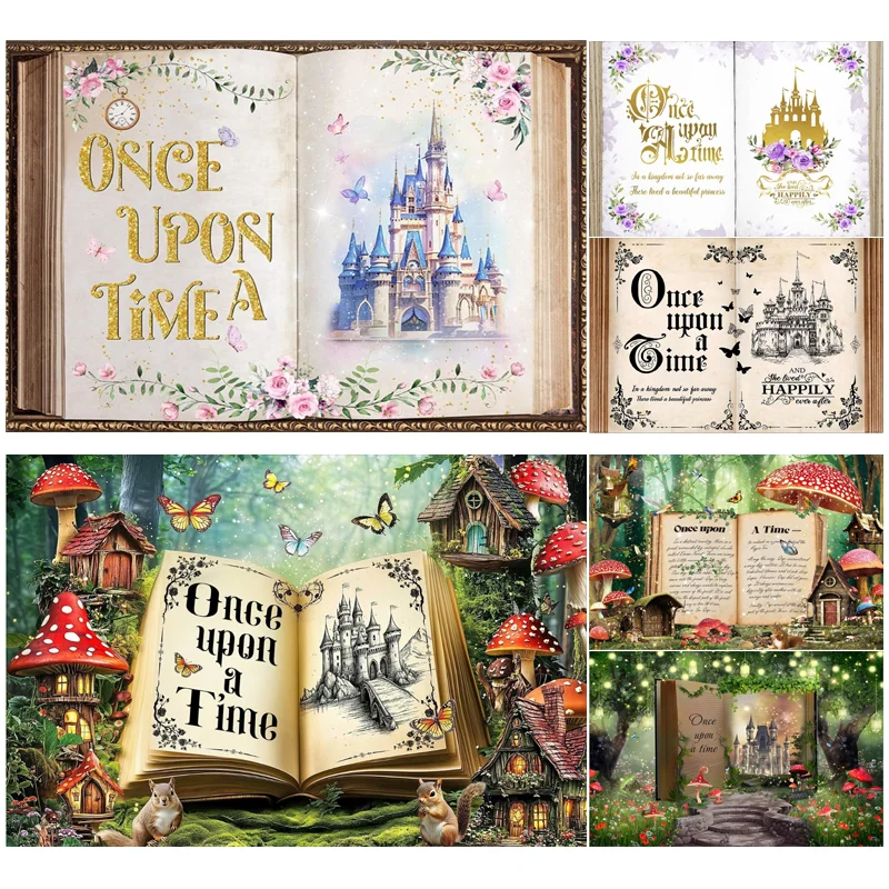 Fairy Tale Magic Book Backdrop Enchanted Forest Castle Princess Floral Photography Background Wedding Birthday Party Photo Props