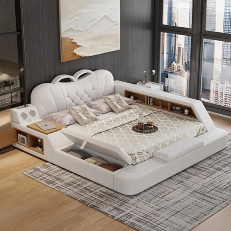 

king size luxury Double bed Headboard frames tatami Multi functional storage wedding bed queen cama casal bedroom furniture