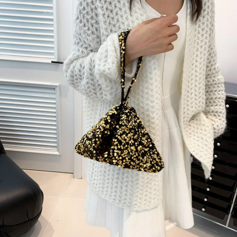 

Shiny Solid Color Sequins Crossbody Bag INS Korean Style Sequins Shoulder Bag Underarm Bag Phone Purse Evening Clutch Bag Girl