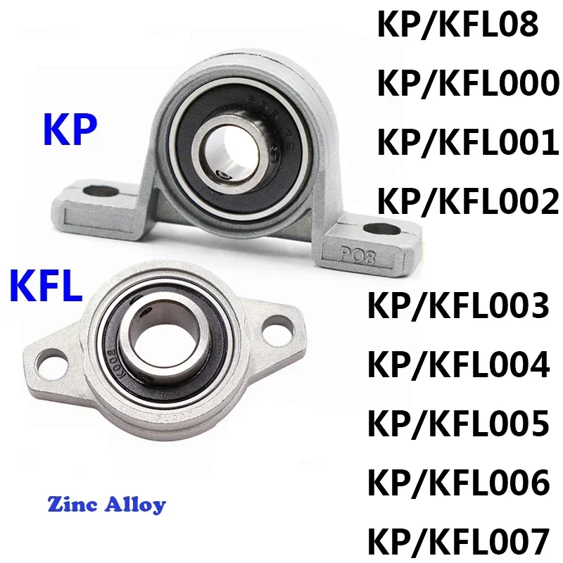 1pcs Zinc Alloy Diameter 8 10 12 35 Mm Bore Ball Bearing Pillow Block Mounted Support KFL08 Kfl004 Kfl002 Kp08 Kp000 Kp003 Kp005