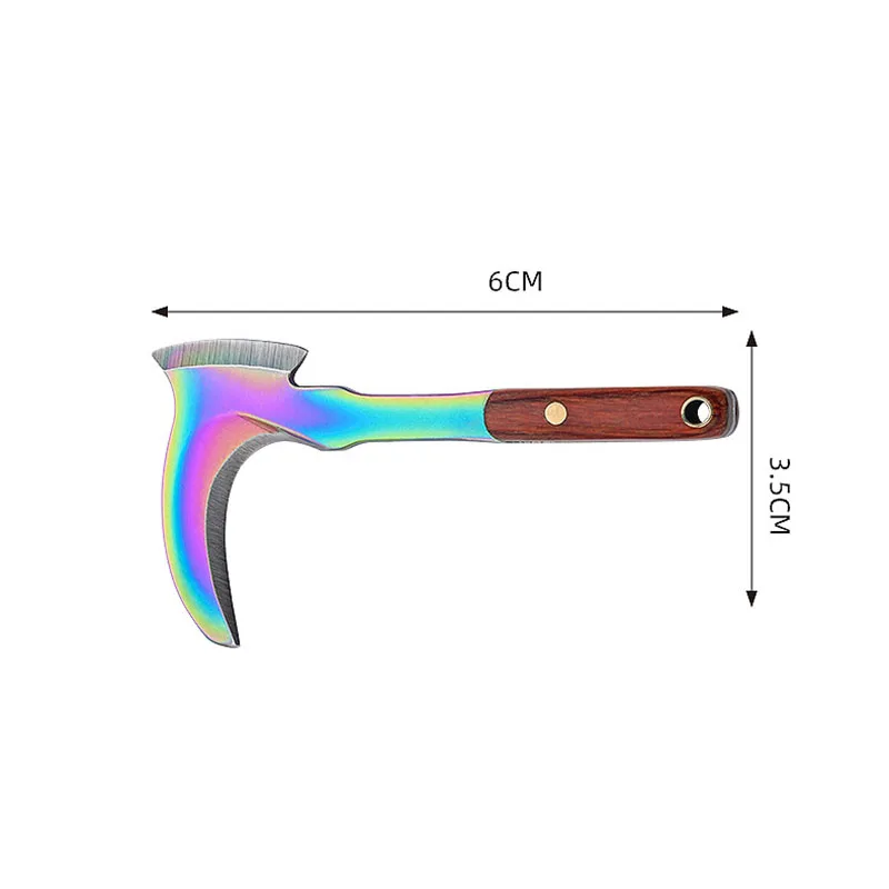 Fade Titanium Keychain Knife Sickle Stainless Steel Sharp Blade Mini Axe Outdoor Camping Survival Tool EDC