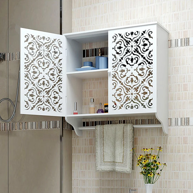 Toilet waterproof hanging cabinet, wall shower supplies  bathroom  non perforated  mounted storage rack