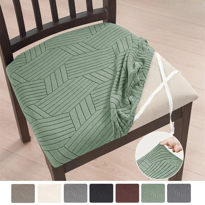 Fundas para Sillas de Comedor de Color Sólido, 1/2/4 Piezas, Fundas Elásticas de Jacquard para Asientos de Silla, Fundas Removibles para Cojines de Silla, para Decoración del Hogar