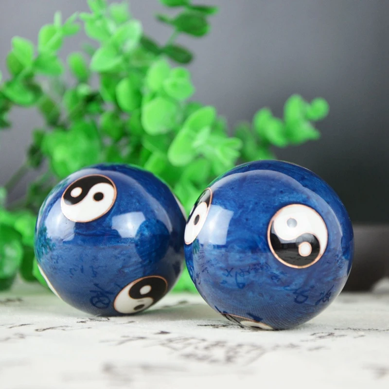 Fitness Hand Balls Carved Tai Chi Pattern Fitness Exercise Stress Ball Tai Chi Ball Cloisonne Craft Collection