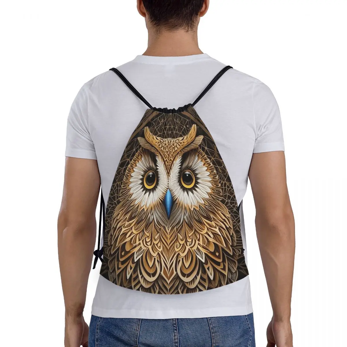 

Owl Beliefs Print Backpacks Portable Drawstring Bundle Pocket Sports Bag Book Bags for Man Woman Students