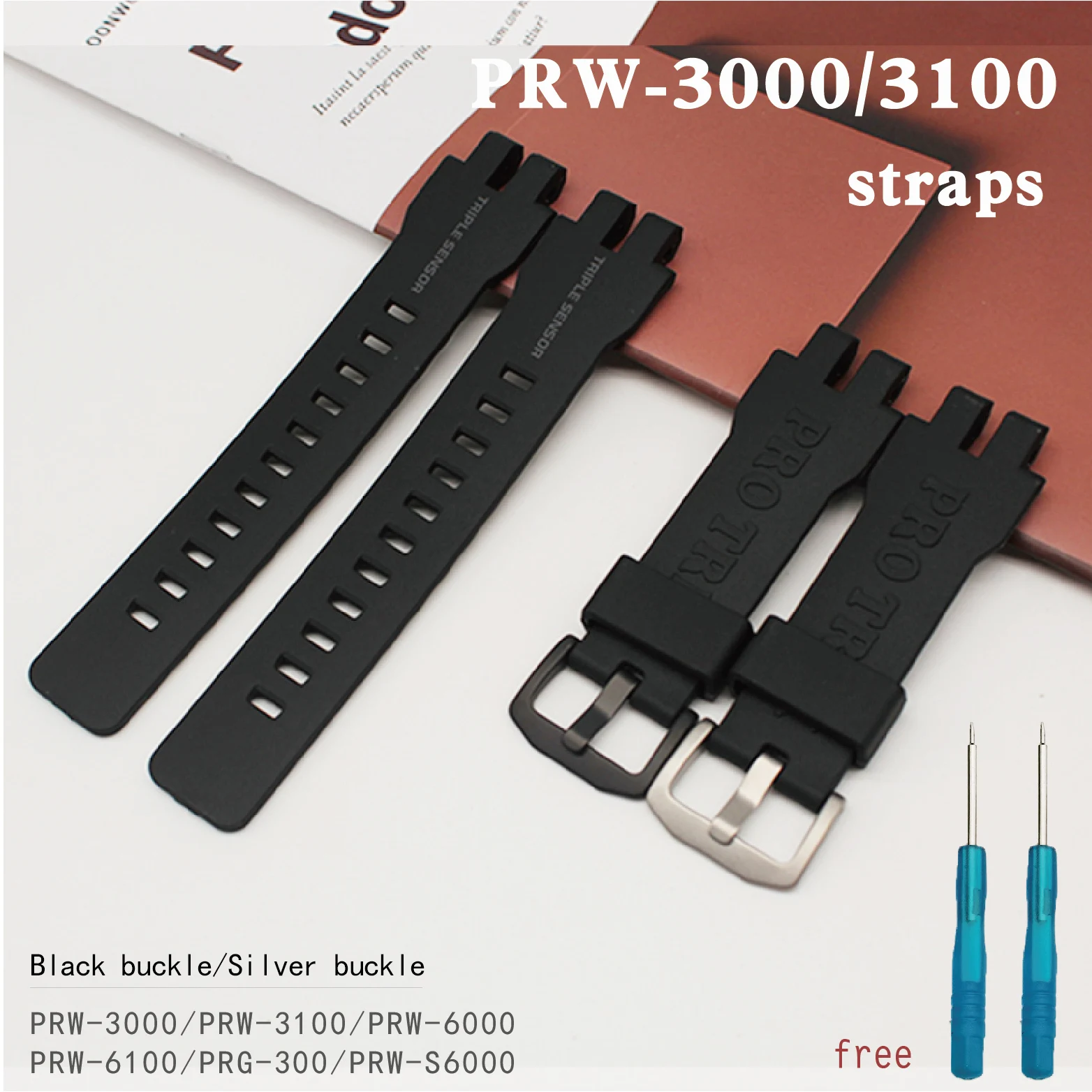 

Adaptive strap PRG-300/PRW-6000/6100/3000/3100 resin watch Black solid color series