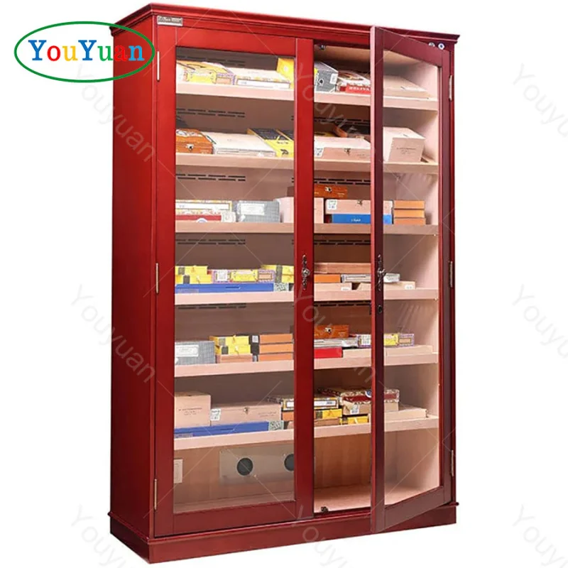 (customized)Cigar showcase Spanish cedar humidor cigar cabinet wooden cases wooden lighting display cigar shop fitting