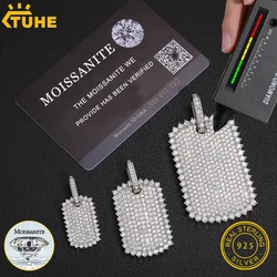 THUE Full Moissanite Luxury Square Pendant with Certification Rope Necklace For Women Men Hip Hop Jewelry Gifts