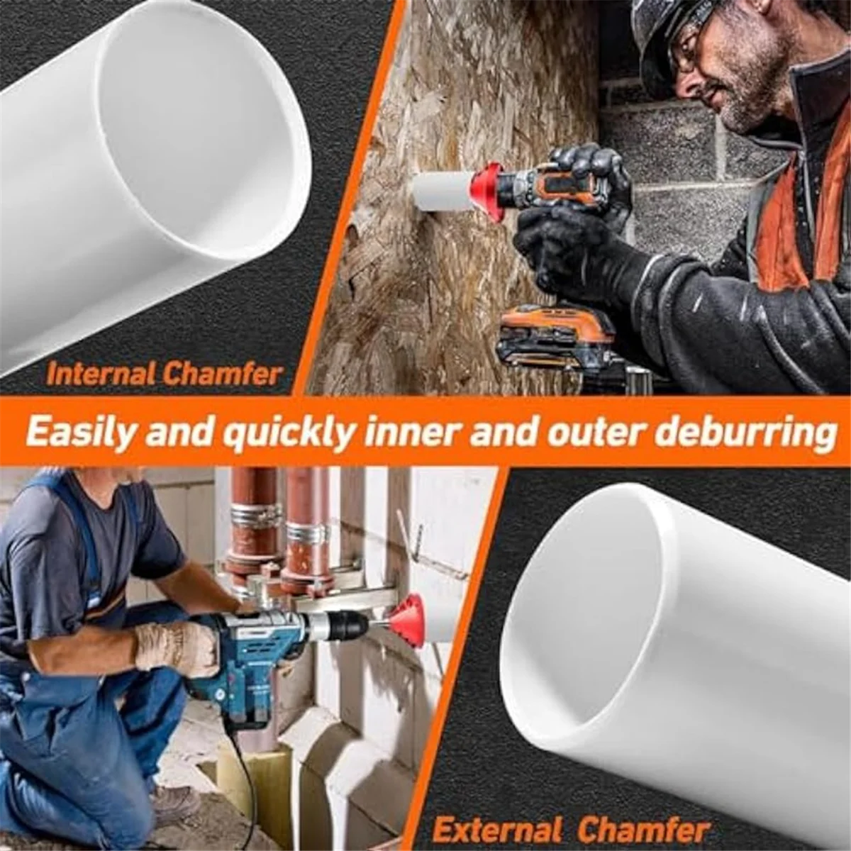 PVC 파이프 모따기 배관 도구용 내부 외부 리머, PVC 모따기 도구, PVC 파이프 디버링 도구, 2 in 1