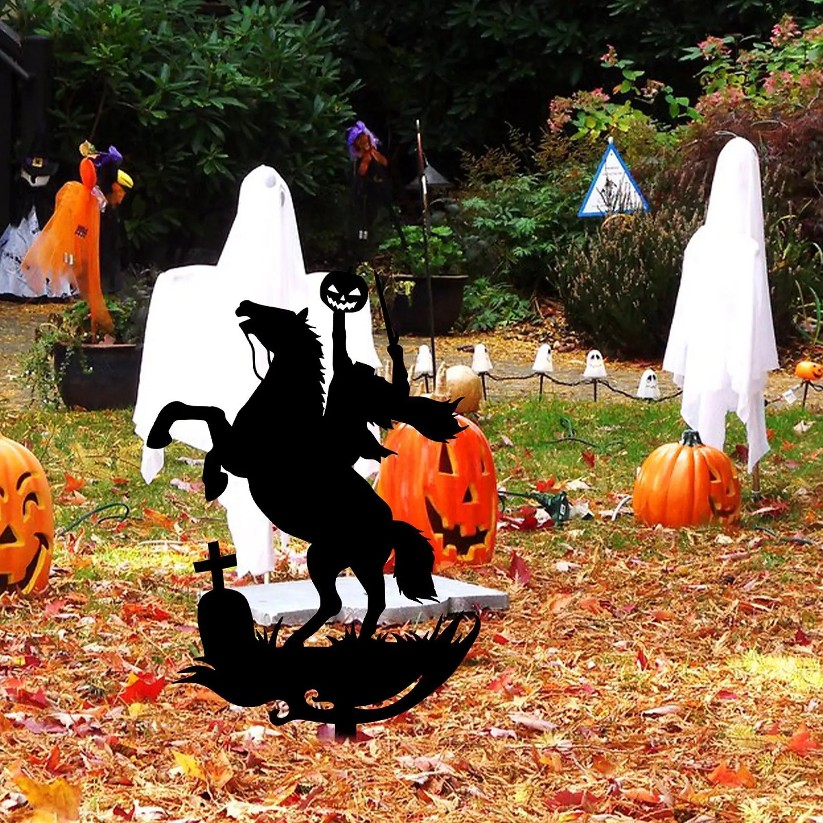 

Хэллоуин Садовый кол Открытый декор Парк Женщины Мама Силуэт Рыцарь Лошадь