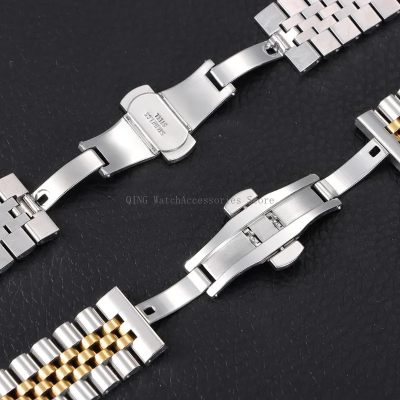 12/13/14/16/17/18/19/20/21/22mm Curved End Bracelets Metal Wristband Stainless Steel Straps for Omega Folding Buckle Watch Bands